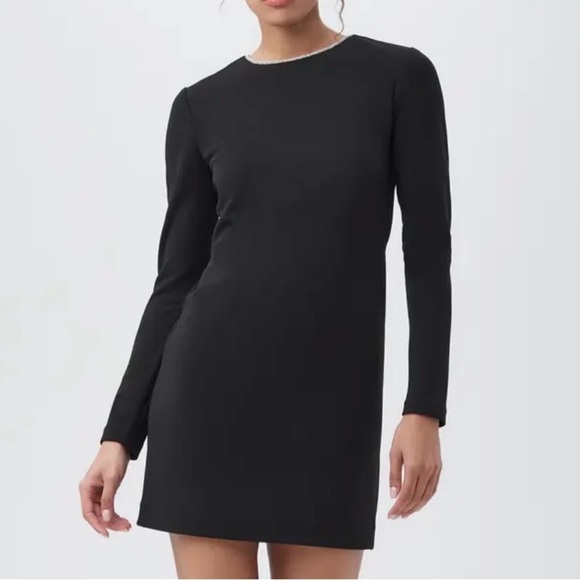 Trina Turk Dresses & Skirts - Trina Turk Size 8 Valentine Black Stretch Crepe Rhinestone Collar Dress NWT $248
